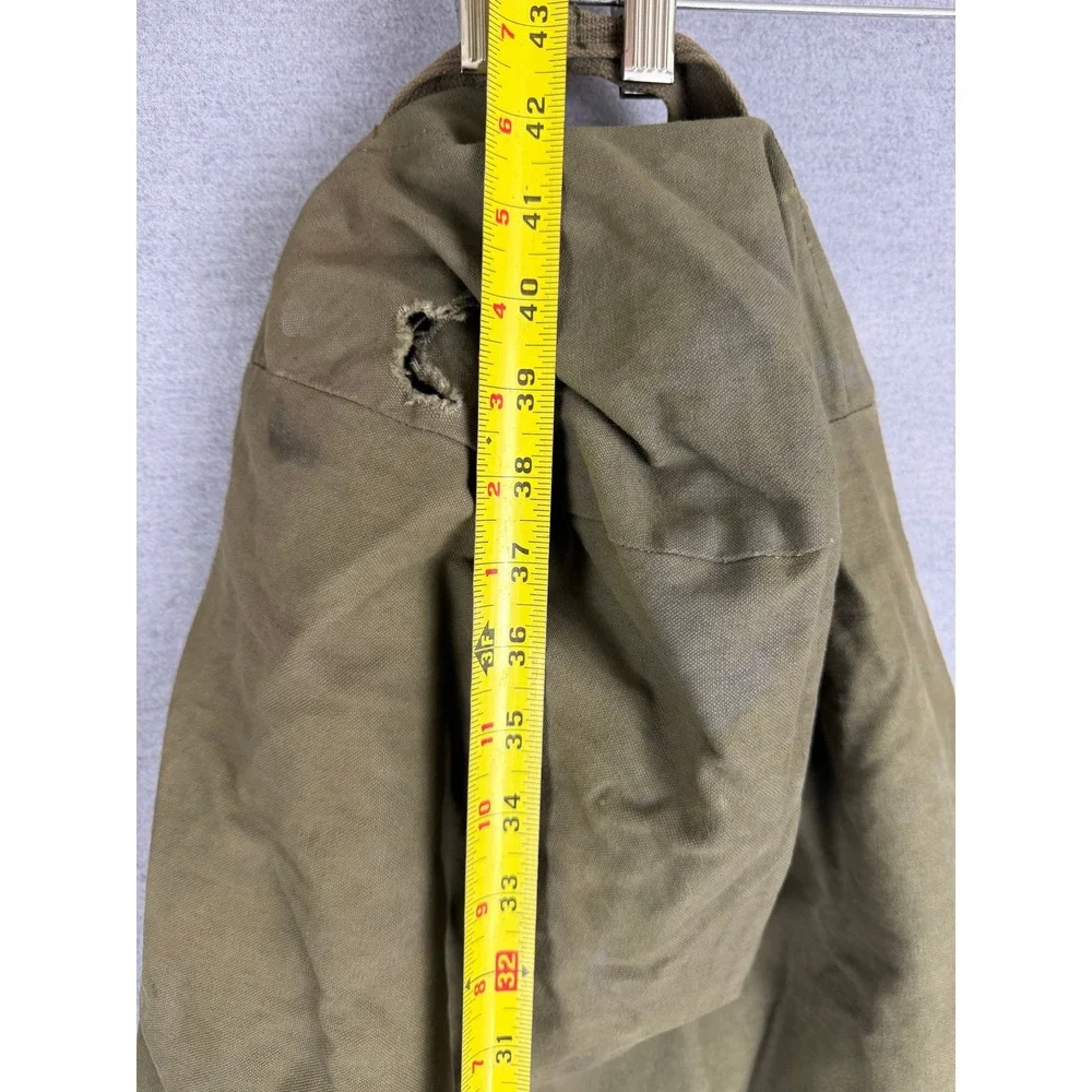 Vintage Military Surplus Canvas Duffle Bag Olive Drab Green Large 42 Inch Zipper